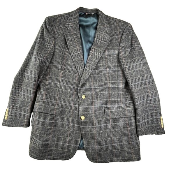 Austin Reed Other - Vintage Austin Reed Blazer Mens 44R Gray Plaid Tweed Wool Houndstooth USA Made